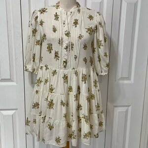 By the River Chic Cream Floral Baby Doll Mini Dress.